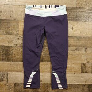 Lululemon Capri Leggings Purple with Striped Waistband Women's 8 – 22" Inseam